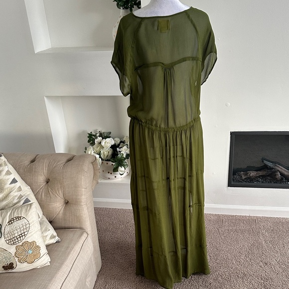 Maeve Olive Green Sheer Maxi Cover-Up Dress - Picture 6 of 7